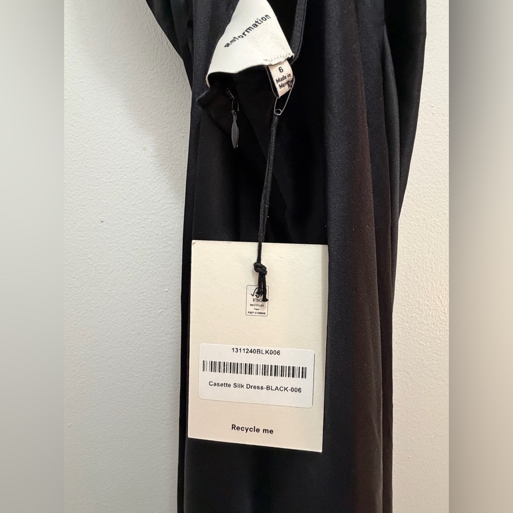 NEW Reformation Black Casette Silk Maxi Dress 6 - Picture 12 of 16